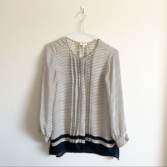 𝅺Joie Modine Striped Pintuck Blouse Silk - Picture 3 of 11